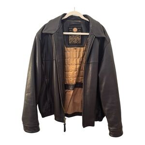 RARE VTG Andrew Marc New York Dark Brown Leather Jacket Quilted Lining Sz XL